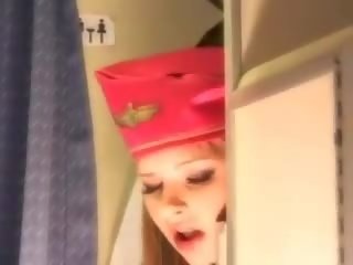 Provocative stewardess gets fresh sperm aboard