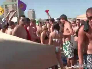 Huge beach party with charming grand blonde
