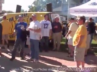Partying and flashing susu while tailgating outside iowa city football game