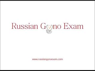 A plumpy busty Russian femme fatale on a gyno exam