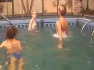 Three serbian chicks in the pool