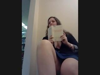 She clips Herself Cumming In Library
