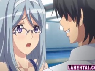 Big Titted Hentai babe With Glasses In Swimsuit Gets Fucked