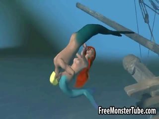 থ্রিডি সামান্য mermaid মধু পায় হার্ডকোর কঠিন নিচের পানি