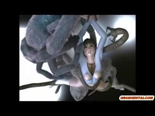 3d anime przyłapani i brutalnie pieprzony przez spider monsters