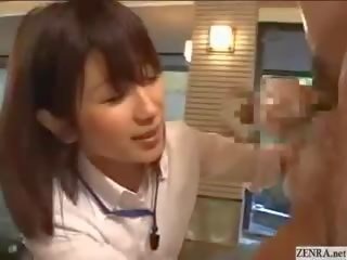 Shy Japanese Employee Gives Out Handjobs At incredible Spring