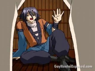 Seductive Anime Homosexual Getting Tied Up In The Sauna By Few excellent to trot Studs