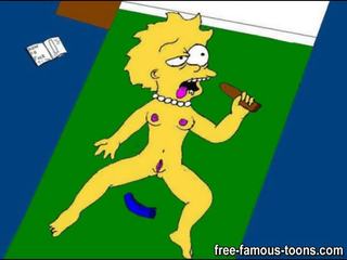 Lisa simpson dildo's haarzelf en squirts alle over- de plaats
